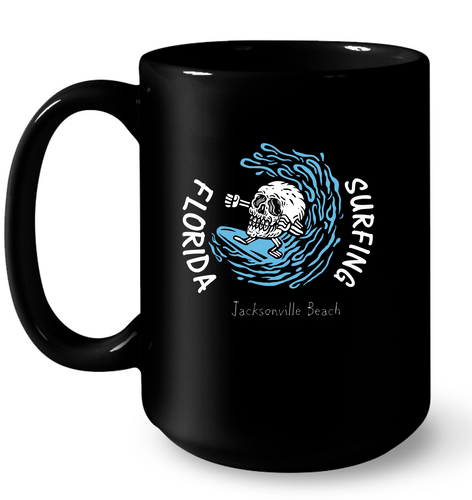 Florida Skull Surfing 15oz Ceramic Mug